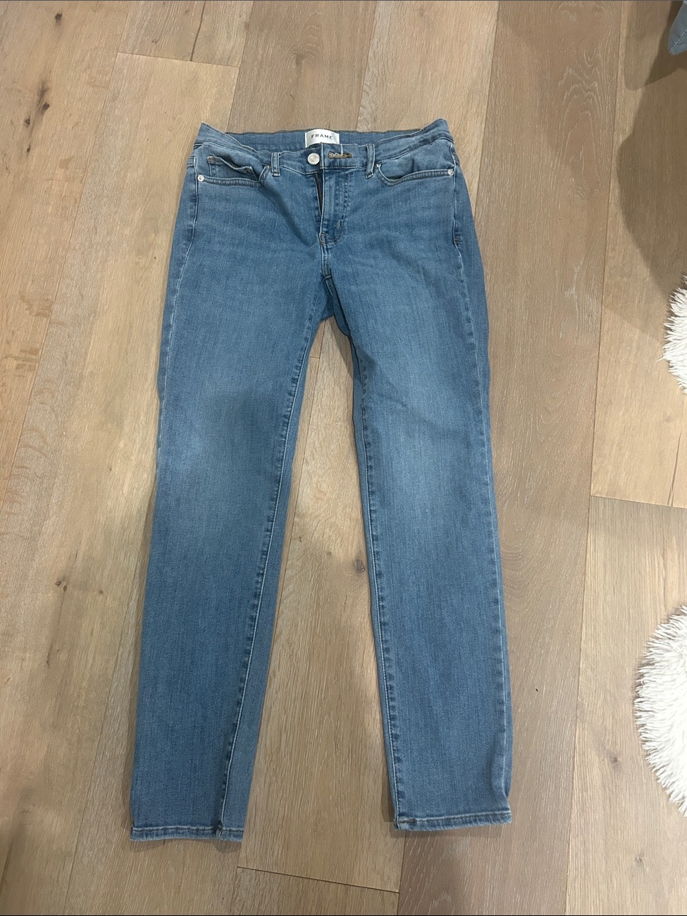 Frame Denim Straight Leg Jeans in Light Blue